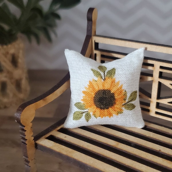 Miniature Dollhouse Sunflower Throw Pillow