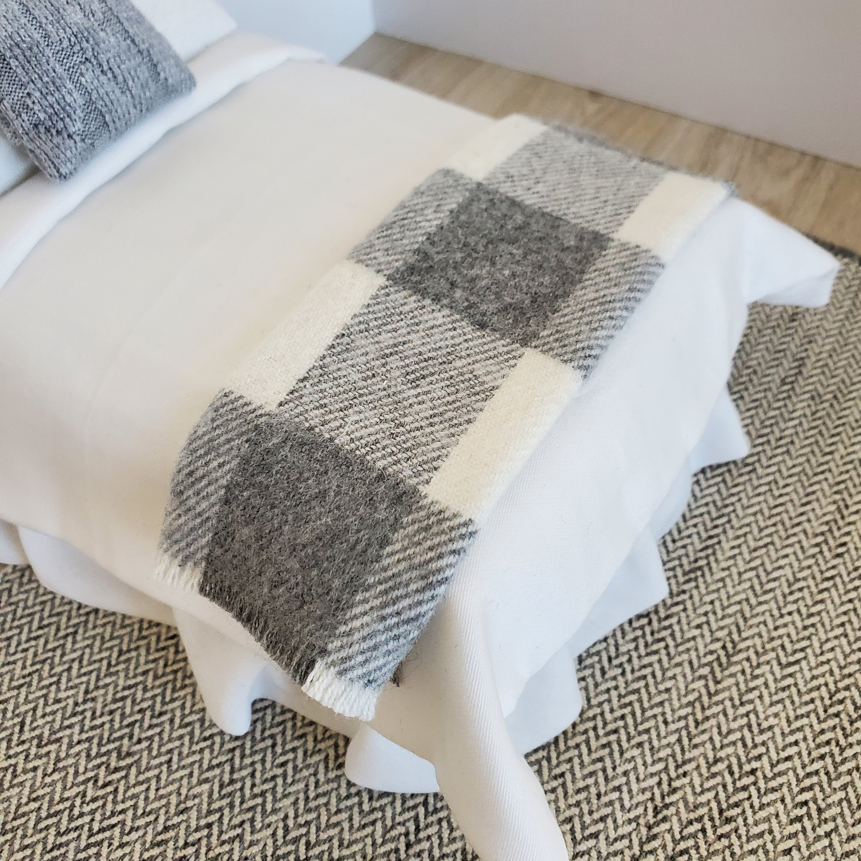 Dollhouse Miniature Gray Throw Blanket