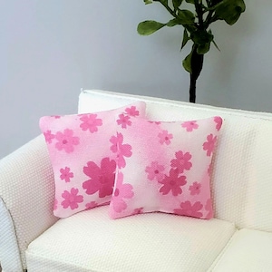 Miniature Dollhouse Pink Throw Pillow