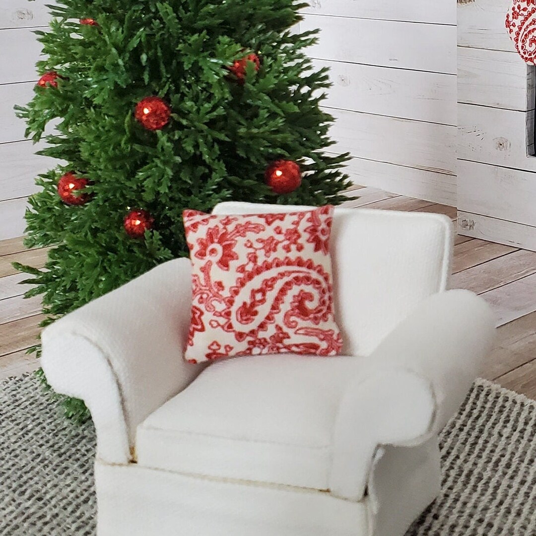 Miniature Dollhouse Red Paisley Throw Pillow Etsy