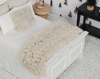 Miniature Dollhouse Faux Fur Throw Blanket