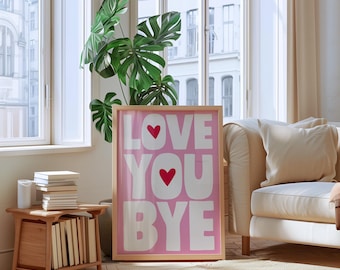Hab dich lieb | Wandkunst | Rosa-rotes Poster