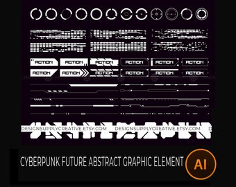 Cyberpunk future functional AI Adobe abstract geometric graphic elements pattern AI Vector Design