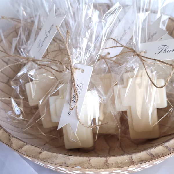 Baptism Favors set of 10, First Communion Favors, Baptism Party Favors, Cross Shape Candle Favors, Baptism Candles, First Communion Candles