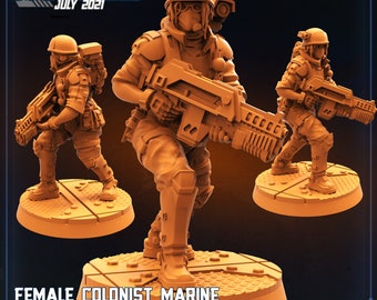 Female Colonist Tris -  Resin Miniature - Tabletop  miniature - Fantasy Miniature - 32mm - D&D Sci-fi Miniature - Papsikel