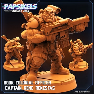 Ugok colonial Officer Captain Rene Rekestas -  Resin Miniature Miniature - Sci- Miniature - Tabletop Miniature Resin Miniature - Papsikel