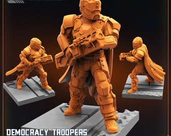 Democracy Troopers  -  Resin Miniature - Tabletop  miniature - Fantasy Miniature - 32mm - D&D -  Sci-fi Miniature - Papsikel
