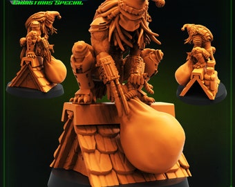 Hunter Claus  -  Resin Miniature - Tabletop  miniature - Fantasy Miniature - 32mm - D&D -  Sci-fi Miniature - Papsikel