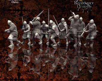 Spanish Glaives -  Resin Miniature - Tabletop  miniature - Medieval Miniature