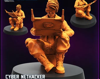Cyber Nethacker - Tabletop  miniature - Fantasy  - 32mm - D&D -  Sc fi  Papsikel