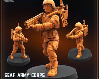 Seaf Army Corps - Tabletop  miniature - Fantasy  - 32mm - D&D -  Sc fi  Papsikel