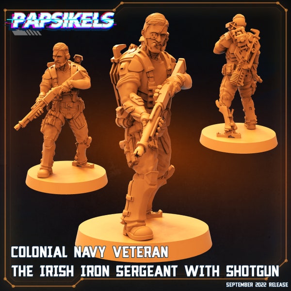 COLONIAL Navy Veteran with shotgun -  Resin Miniature  - Sci-fi  Miniature - Fantasy Miniature -Tabletop  Miniature  - D&D - - Papsikel