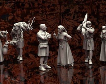 Villagers -  Resin Miniature - Tabletop  miniature - Medieval Miniature - 28mm