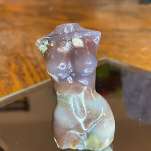 2.25” inch Ocean Jasper lady model crystal figure amazing one of kind carved feminine statu
