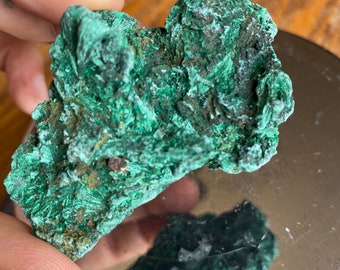 66 grams velvet malachite raw mineral crystal heart throat chakra Libra , Scorpio , Capricorn 3x2x0.5 inch approximately