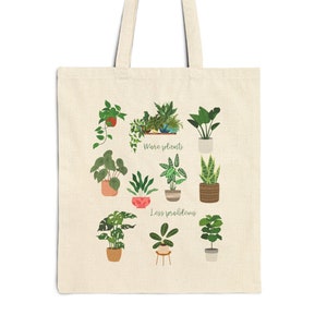Plant Lover Canvas Tote Bag | Plant Mom Gift | Cute plant Tote Bag | Plant Daddy | Botanical Gift | Gardening Bag Gift | Reusable tote bag