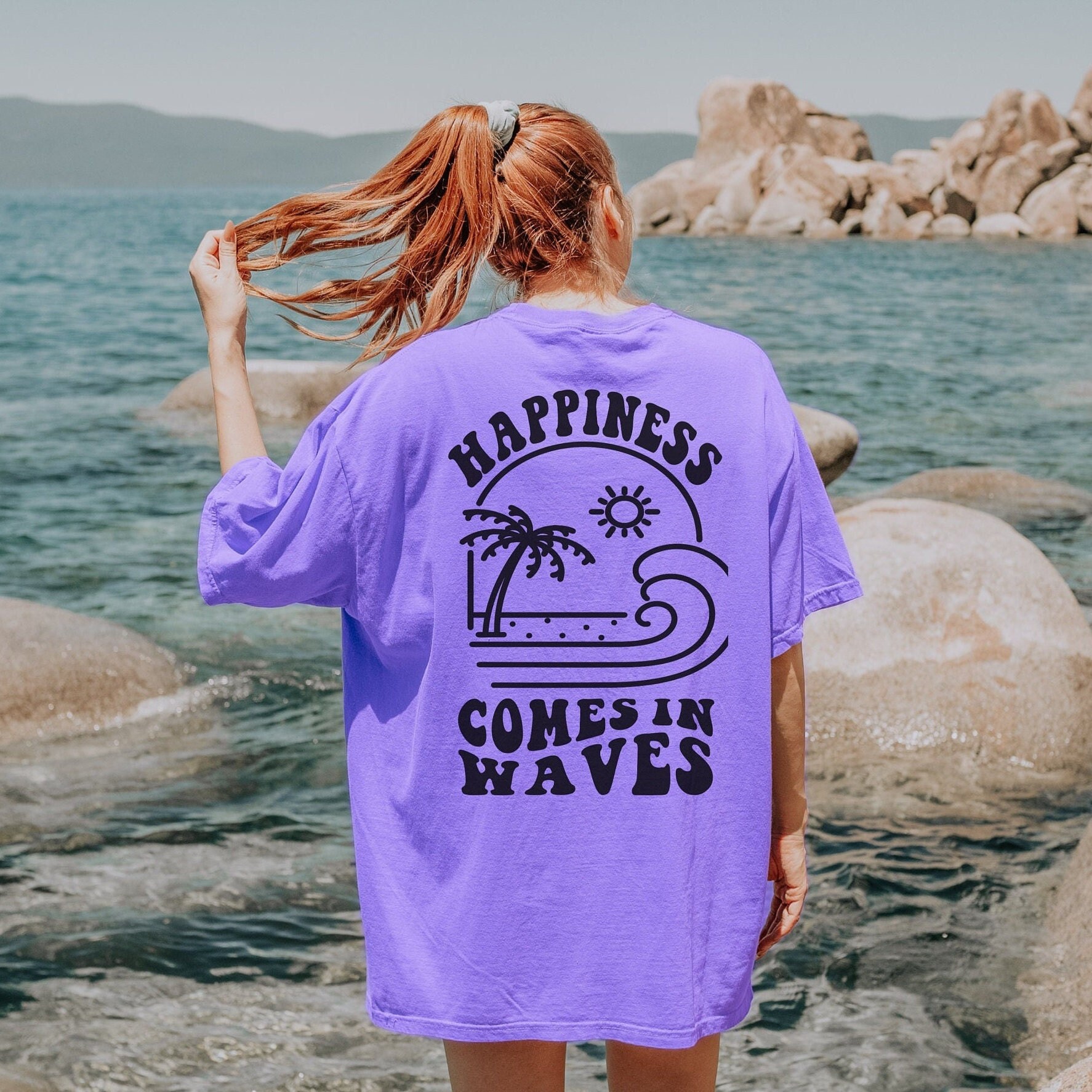 Summer Waves Tee | Coastal Graphic Top | Sea Breeze T-shirt 