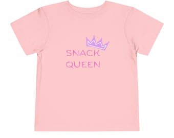 Snack Queen Toddler Tee - Cute Summer Shirt for Girls, Funny Kids Clothing, Trendy Gift for Toddlers