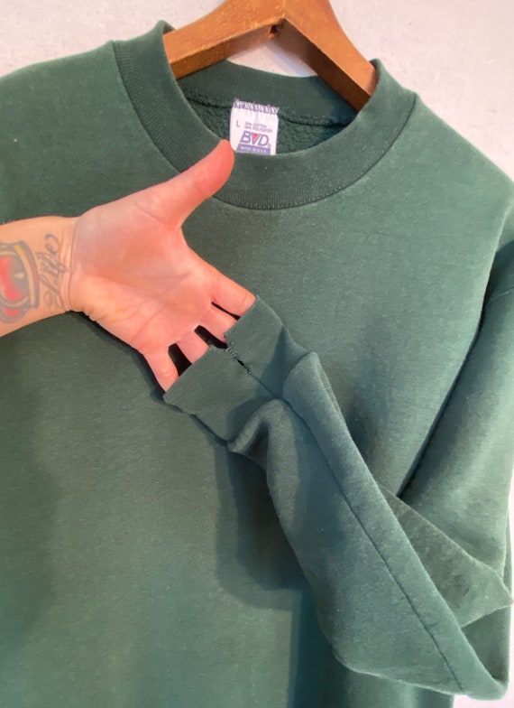 90s BVD Crewneck Sweatshirt. Dark Green. Size L. - image 5