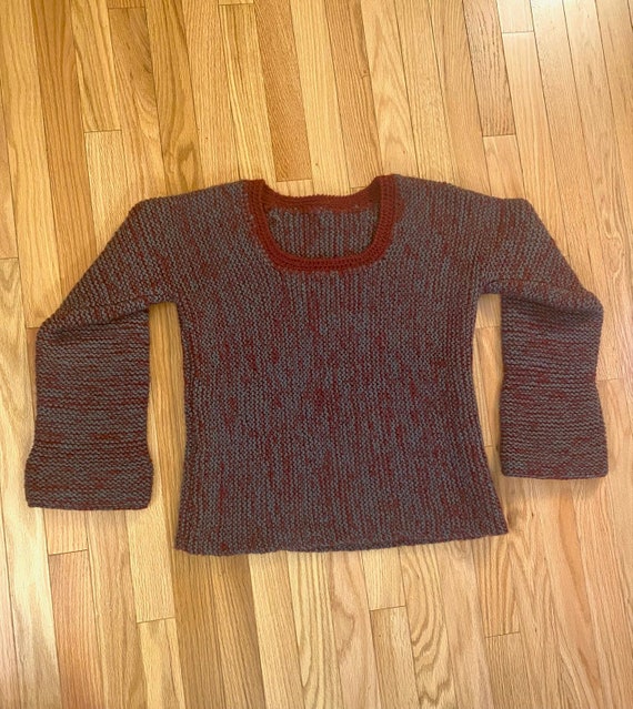 Hand Knit Bell Sleeve Sweater - MED - image 1