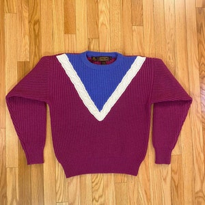 Vintage 80&#39;s Eddie Bauer Fuchsia Rib Knit Sweater - Woman&#39;s MED