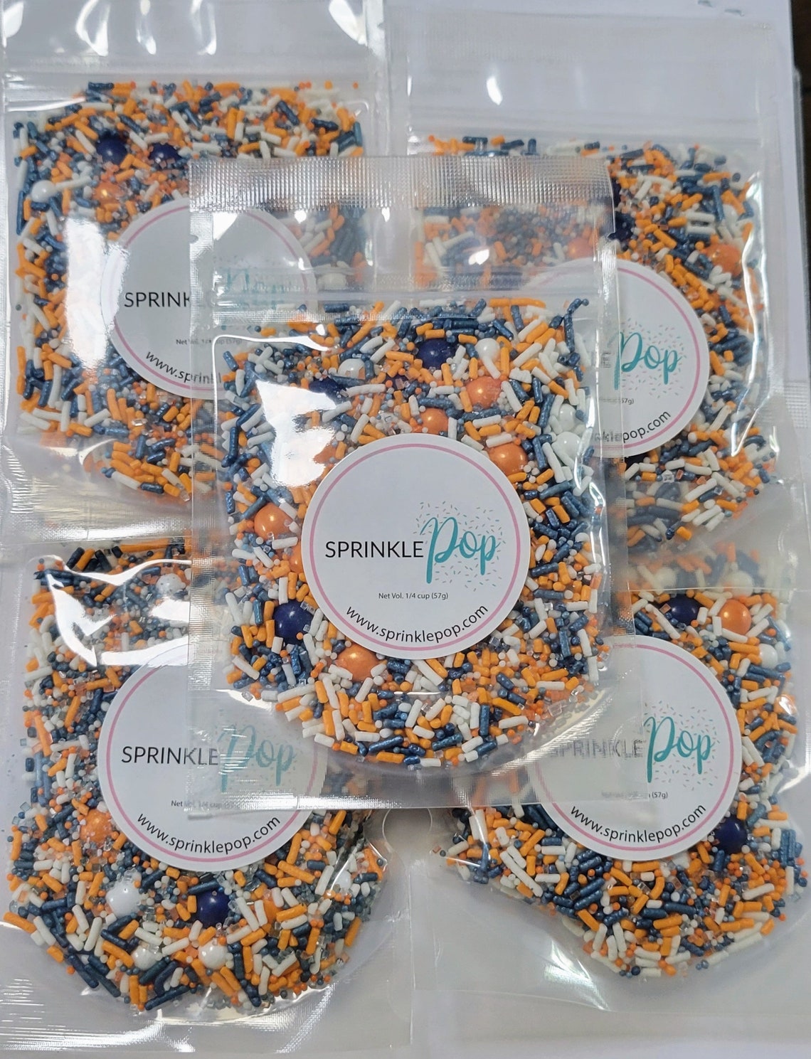Navy Blue Orange and White Sporty Sprinkles image 1