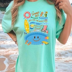 Comfort Colors® Pool Summer Shirt, Retro Cute Summer Vibes Pool Tee, Vacation Graphic Shirt, Fun Swimming Beach Top, Relax Chill Pool Gift
