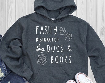 Dogs And Books Hoodie, Read Hoodie, Book Hoodie, Reading Hoodie, Book Lover Hoodie, Librarian Gift, Book Gift