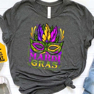 Mardi Gras Mask Shirt - Trendy Carnival Tee, Festive New Orleans Outfit, Louisiana Festival Season Party Shirt