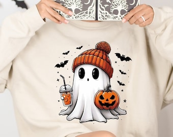 Cute Ghost Sweatshirt, Funny Halloween Shirt, Pumpkin Spice Sweatshirt, Halloween Gift, Halloween Costume, Fall Sweater, Spooky Season