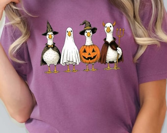 Chemise d'oie d'Halloween Comfort Colors®, chemise de costume de canard rigolote, t-shirt d'oie d'Halloween mignon, chemise de saison effrayante, chemise d'automne pour amoureux des animaux