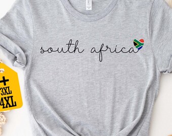 South Africa Shirt with South African Flag Heart, Minimalist Travel Shirt, Cute Country Pride Gift, Unisex Vacation Shirt, Africa Heritage