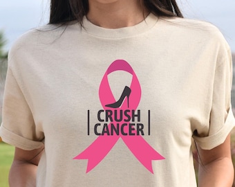 Crush Cancer Shirt, Breast Cancer Awareness Shirt For Women, Pink Ribbon Shirt, Breast Cancer Fighter Shirt, Breast Cancer Survivor Gift