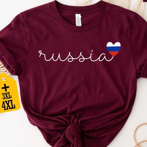Russia Shirt with Heart Flag Design, Russian Pride Shirt, Moscow Travel Gift, Minimalist Russia Shirt, Cute Eastern Europe Country Shirt