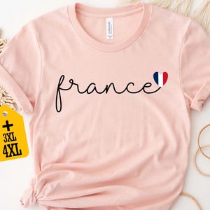 France Shirt with Heart Flag, French Aesthetic Tee, Minimal Travel Shirt, Cute Paris Lover Gift, French Pride T-Shirt, Flag Shirt for Him
