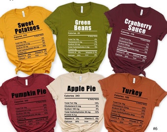 Nutrition Facts Thanksgiving Food Shirt, Group Outfit