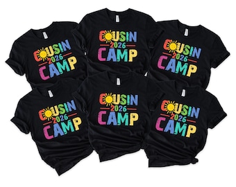 Cousin Camp 2026 Shirt, Summer Camp Matching Shirt, Family Reunion Tee, Colorful Cousin Crew Shirt, Kids Vacation Camp Tee
