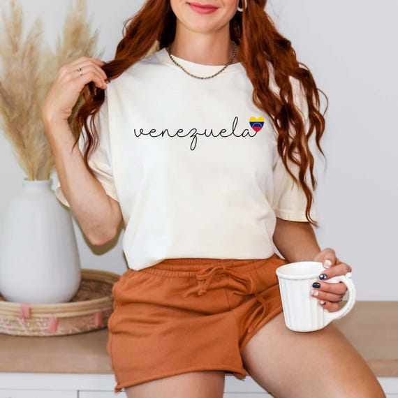 Venezuela Shirt with Heart Flag Design, Cute Minimalist Venezuela Shirt, Country Pride Travel Shirt, South America Gift Idea for Her