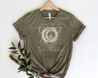 Sun and Moon Graphic T-Shirt, Boho Celestial Design