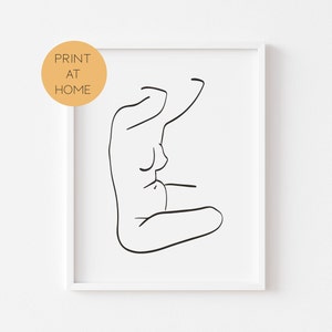 Woman Body Line Art Print - Abstract Minimal Print - Black And White Print - Bathroom Print - Bedroom Wall Art - Digital Home Decor Wall Art