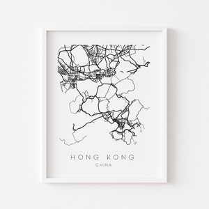 Hong Kong Map Print - Stadt Karte Poster - Hong Kong Map Print - Hong Kong Wanddruck - Minimalistische Schwarzweiß-Karte - Home Decor