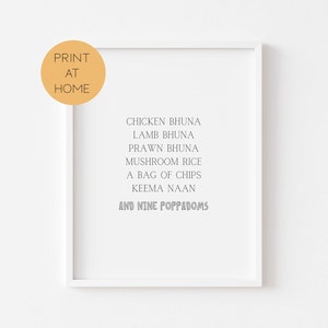 Gavin and Stacey Print - Smithy Curry Order Print - Print At Home Funny TV Poster Prints - Digital TV Quotes - Gavin and Stacey Posters