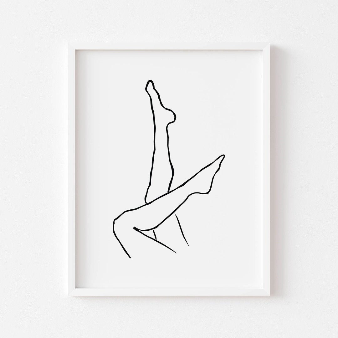 Woman Body Line Art Print - Abstract Minimal Print - Black and White ...