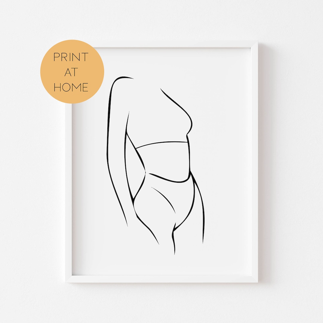 Woman Body Line Art Print Abstract Minimal Print Black and White Line