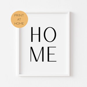 HOME Print - Positive Typography Wall Prints - Calligraphy Living Room Wall Posters - Typography Home Wall Art Decor, Digital Download Print
