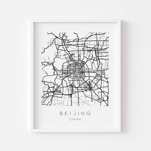Peking Karte Druck - Stadt Karte Poster - Peking Wand Poster - Minimalistische Schwarzweiß Karte Druck - Wohnkultur