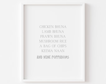 Gavin and Stacey Print - Smithy Curry Order Print - Funny TV Poster Prints - TV Quotes - Typography Poster - Gavin and Stacey Posters