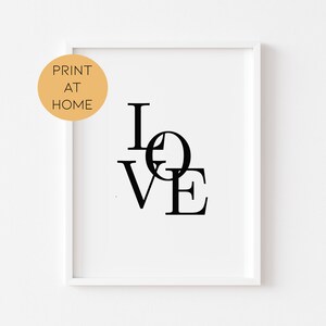 LOVE Print - Digital Home Wall Prints - Lounge Typography Wall prints - Digital Bedroom Wall Prints - Bedroom Decor - Living Room Prints