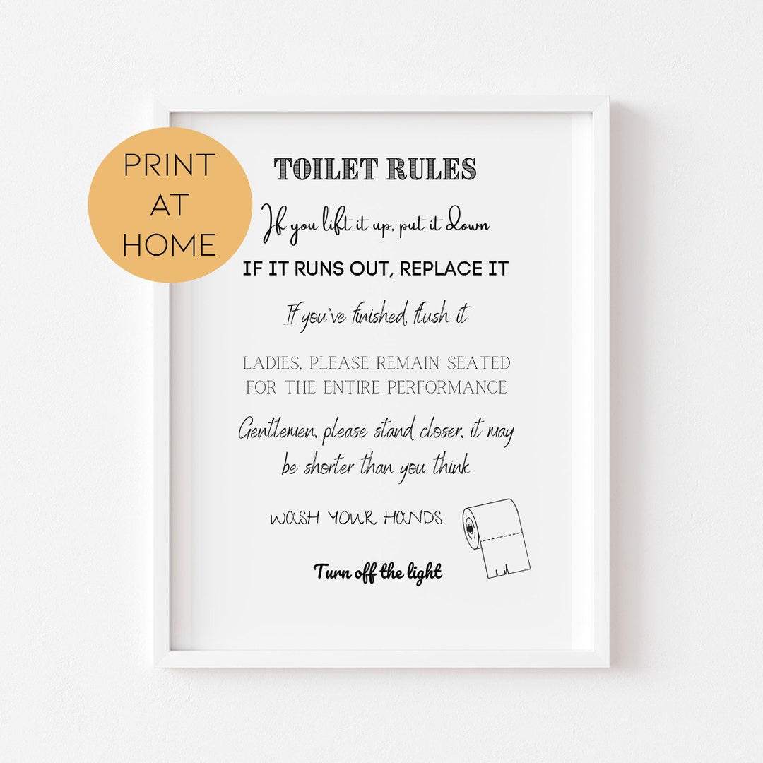 Funny Toilet Rules Print: Bathroom Wall Art (digital Download) - Etsy UK