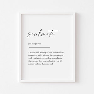 Impression définition âme soeur - cadeau de Noël unique pour elle - cadeau pour lui - cadeau de Noël personnalisé pour petite amie, femme, petit ami